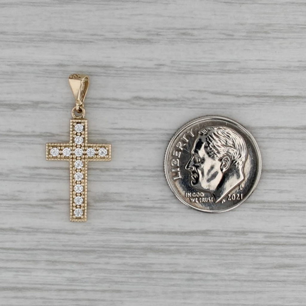 0.18ctw Cubic Zirconia Cross Pendant 14k Yellow Gold