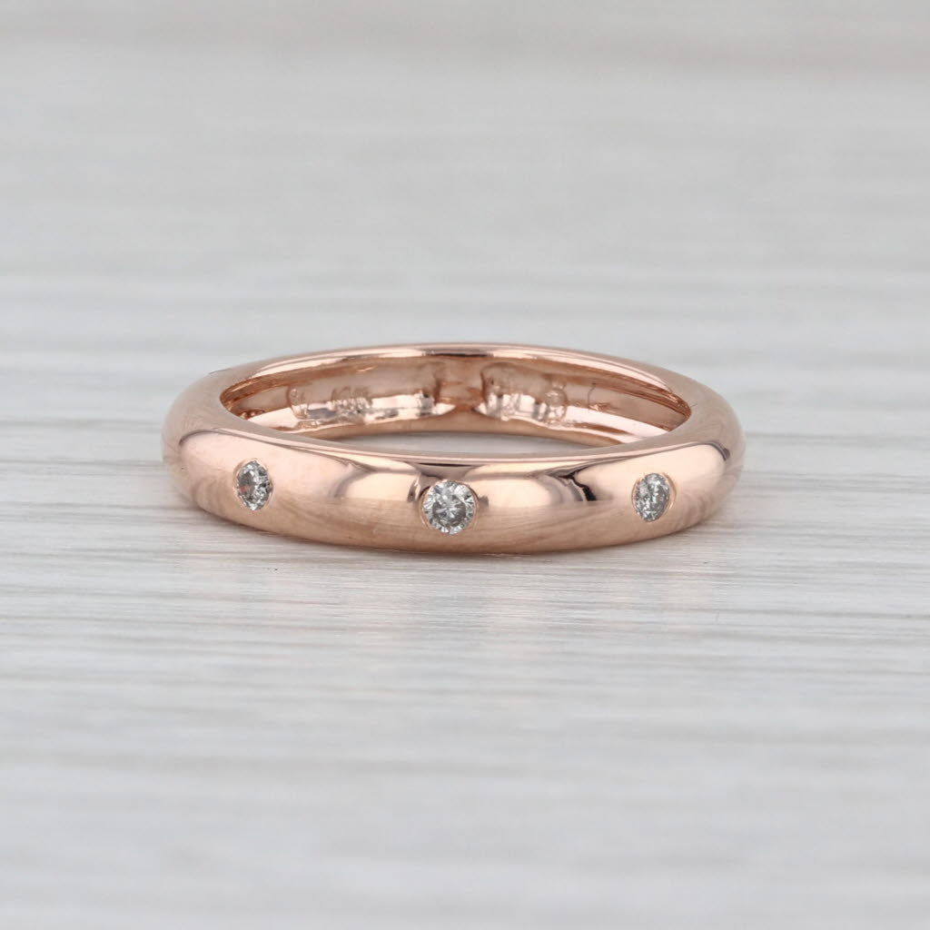 Diamond Dots Eternity Ring 14k Rose Gold Wedding Stackable Band Size 4.25
