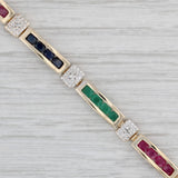 2.85ctw Emerald Ruby Sapphire Diamond Bracelet 10k Gold 7" 4.5mm