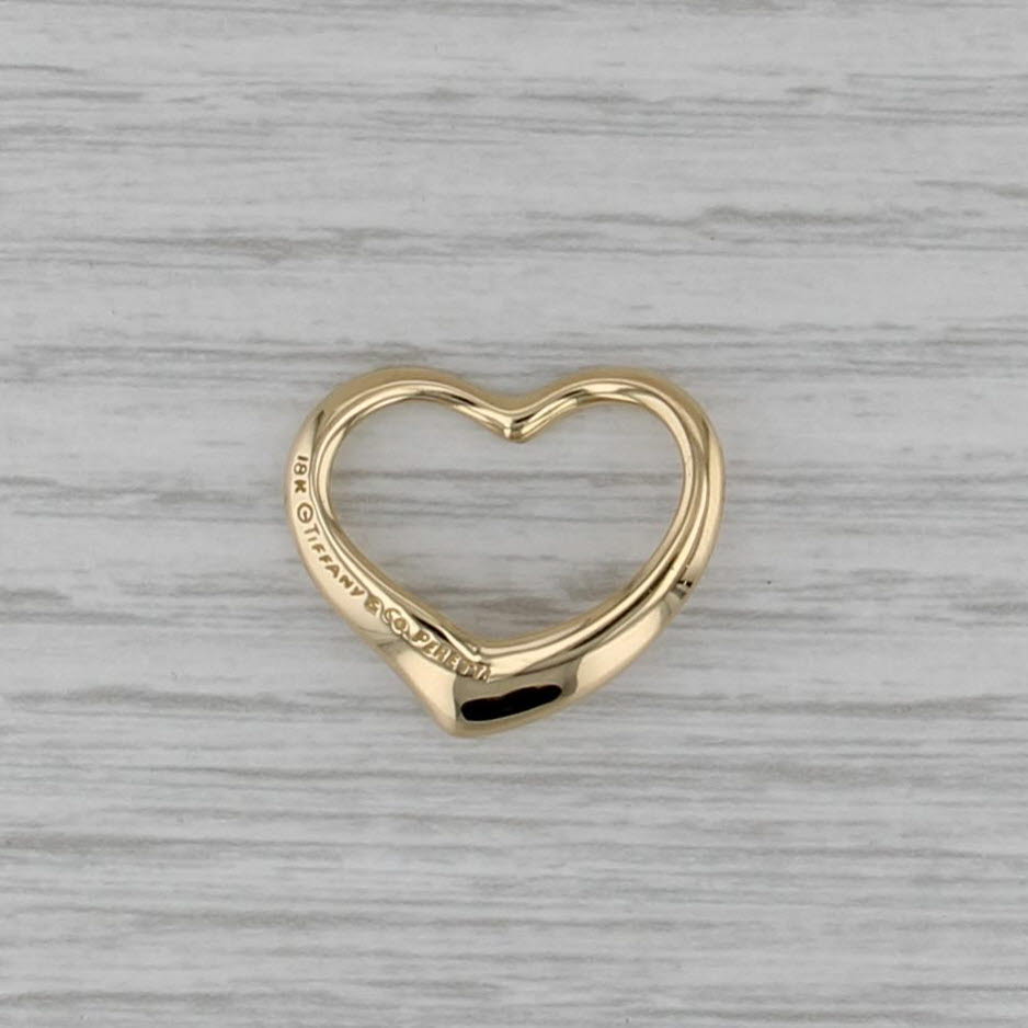 Tiffany & Co Elsa Peretti Open Heart Pendant 18k Yellow Gold Floating Drop