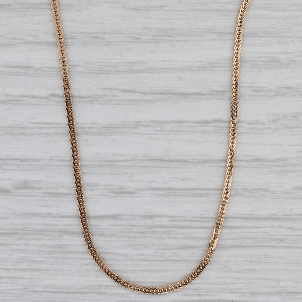 Gray Wheat Chain Necklace 14k Rose Gold 24.25" 1.4mm