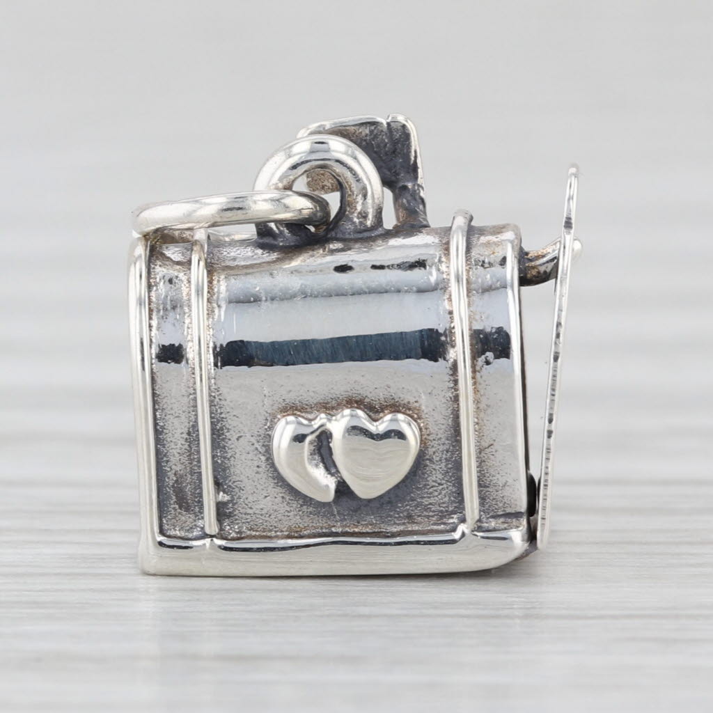 Vintage Hearts Mailbox Love Letters Charm Sterling Silver Pendant Beau