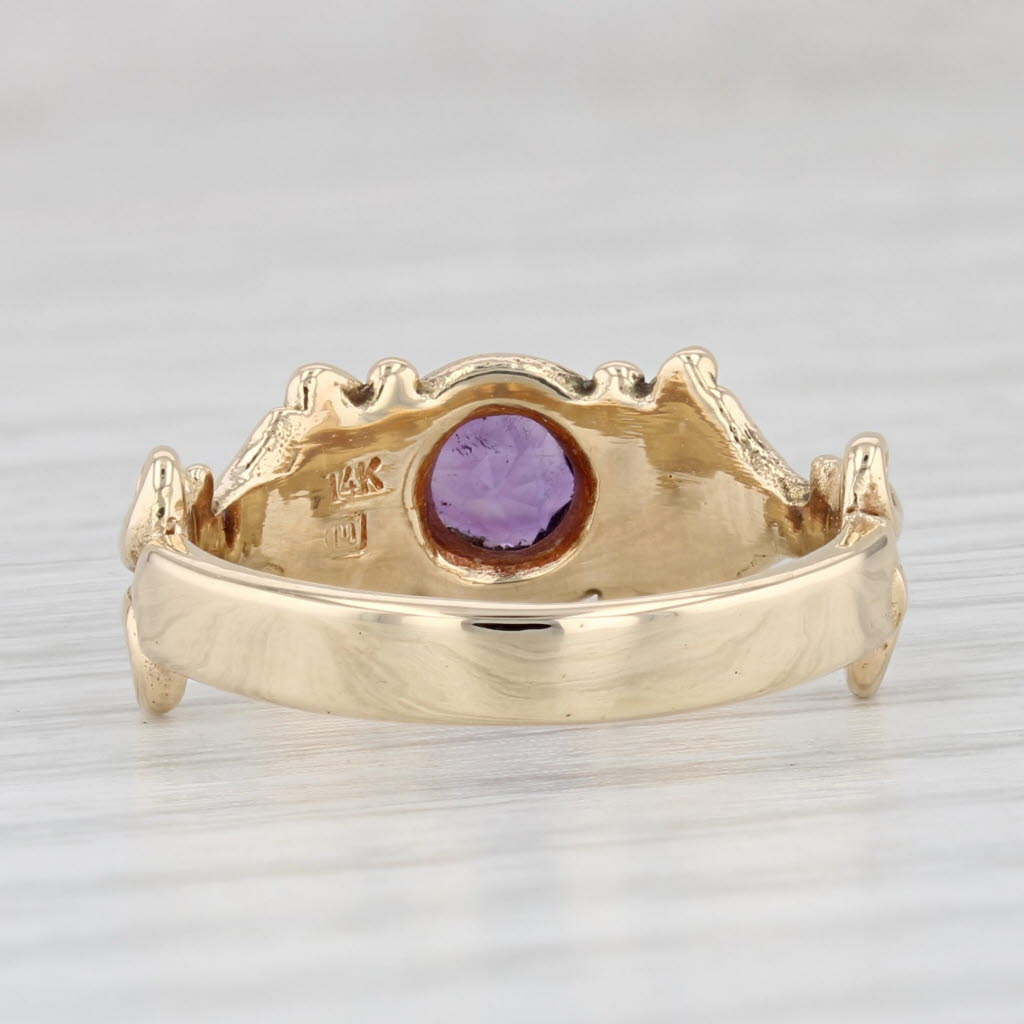 Light Gray 0.55ct Round Amethyst Solitaire Ring 14k Yellow Gold Size 7