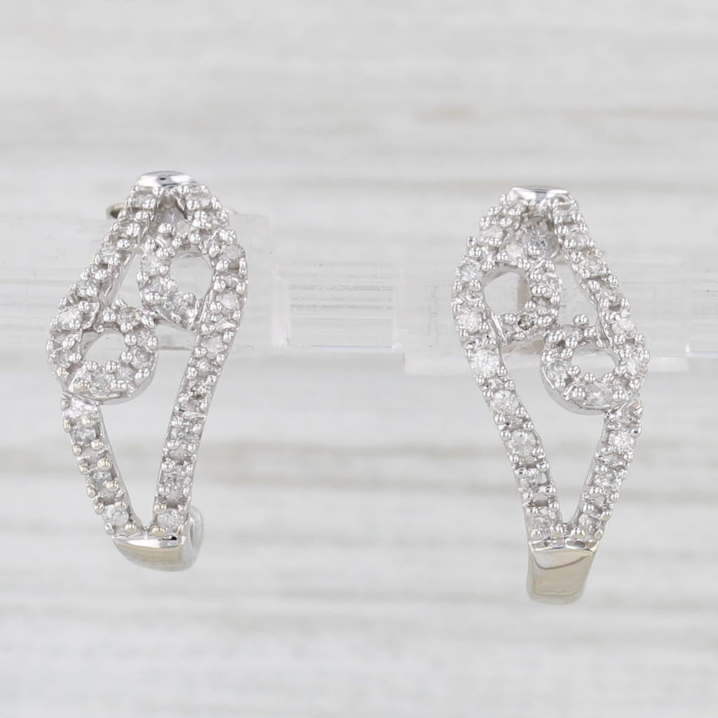 Light Gray 0.33ctw Diamond J-Hook Earrings 14k White Gold Drops