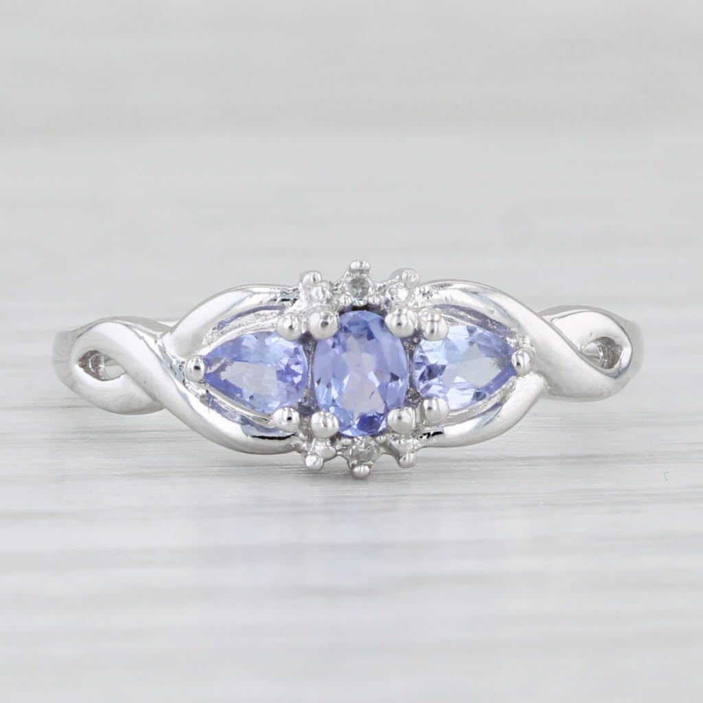 Light Gray New 0.60ctw Tanzanite Diamond Ring 10k White Gold Size 6.75