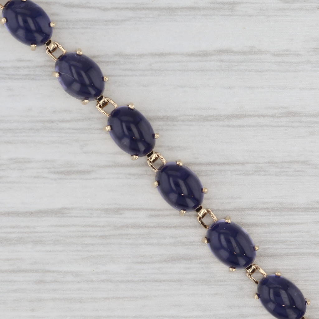 Blue Iolite Tennis Bracelet 10k Yellow Gold 7" 5mm