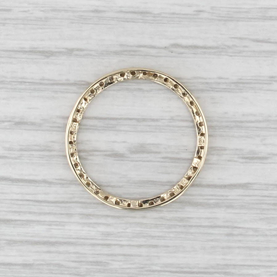 0.50ctw Pave Diamond Eternity Circle Pendant 14k Yellow Gold Floating Drop