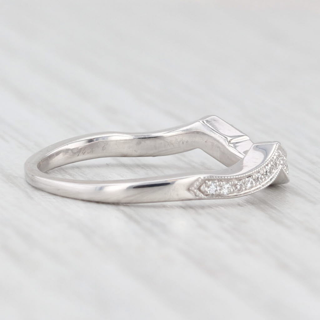 Neil Lane 0.12ctw Diamond Wedding Band Contoured Ring Guard 14k White Gold