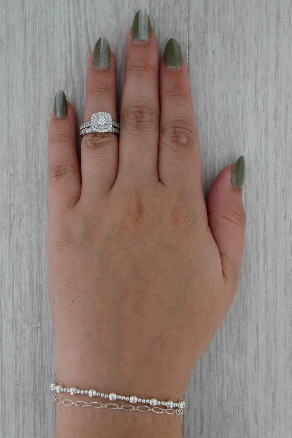 Neil Lane 1.17ctw Diamond Halo Engagement Ring Wedding Band 14k Gold Size 5