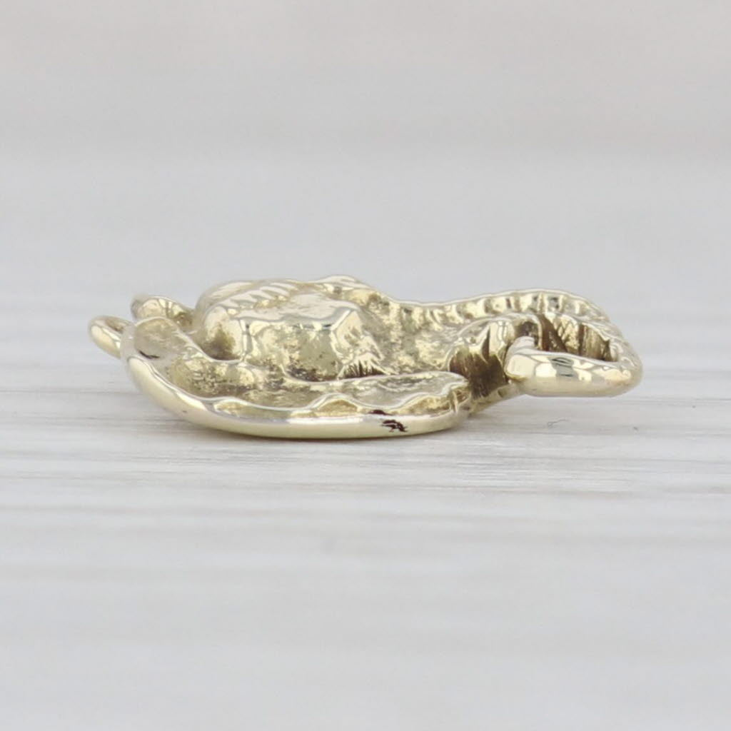 Light Gray Small Elephant Charm 14k Yellow Gold Pendant Animal Jewelry