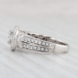 Light Gray 0.97ctw Princess Diamond Halo Engagement Ring 14k White Gold Size 6.25