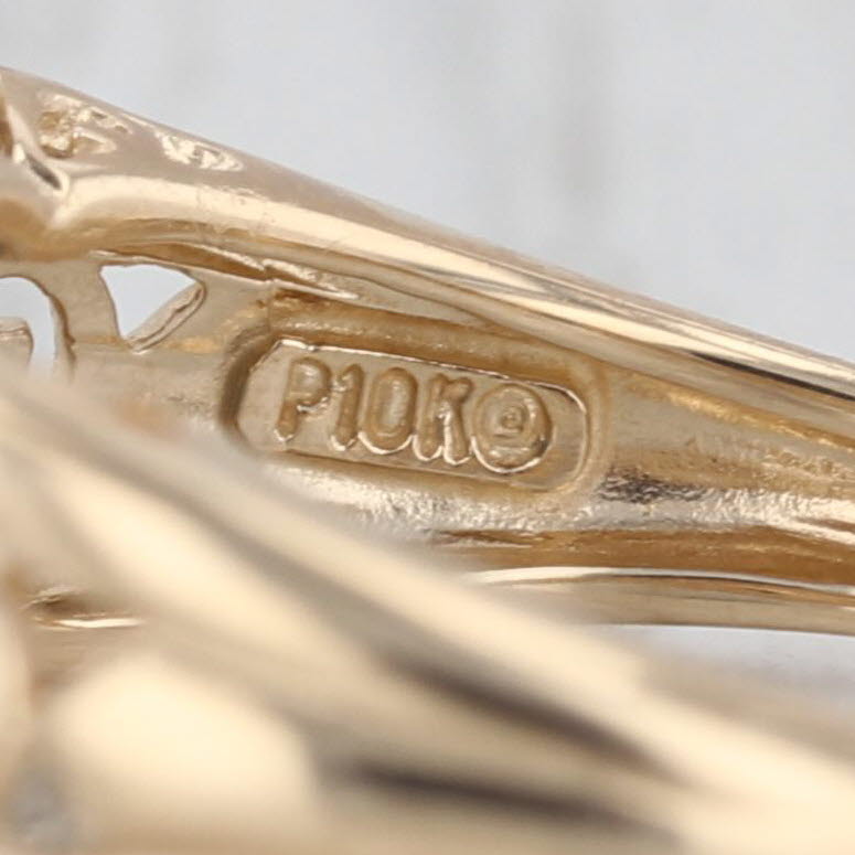 Tiered Imitation Turquoise Ring 10k Yellow Gold Size 7.25