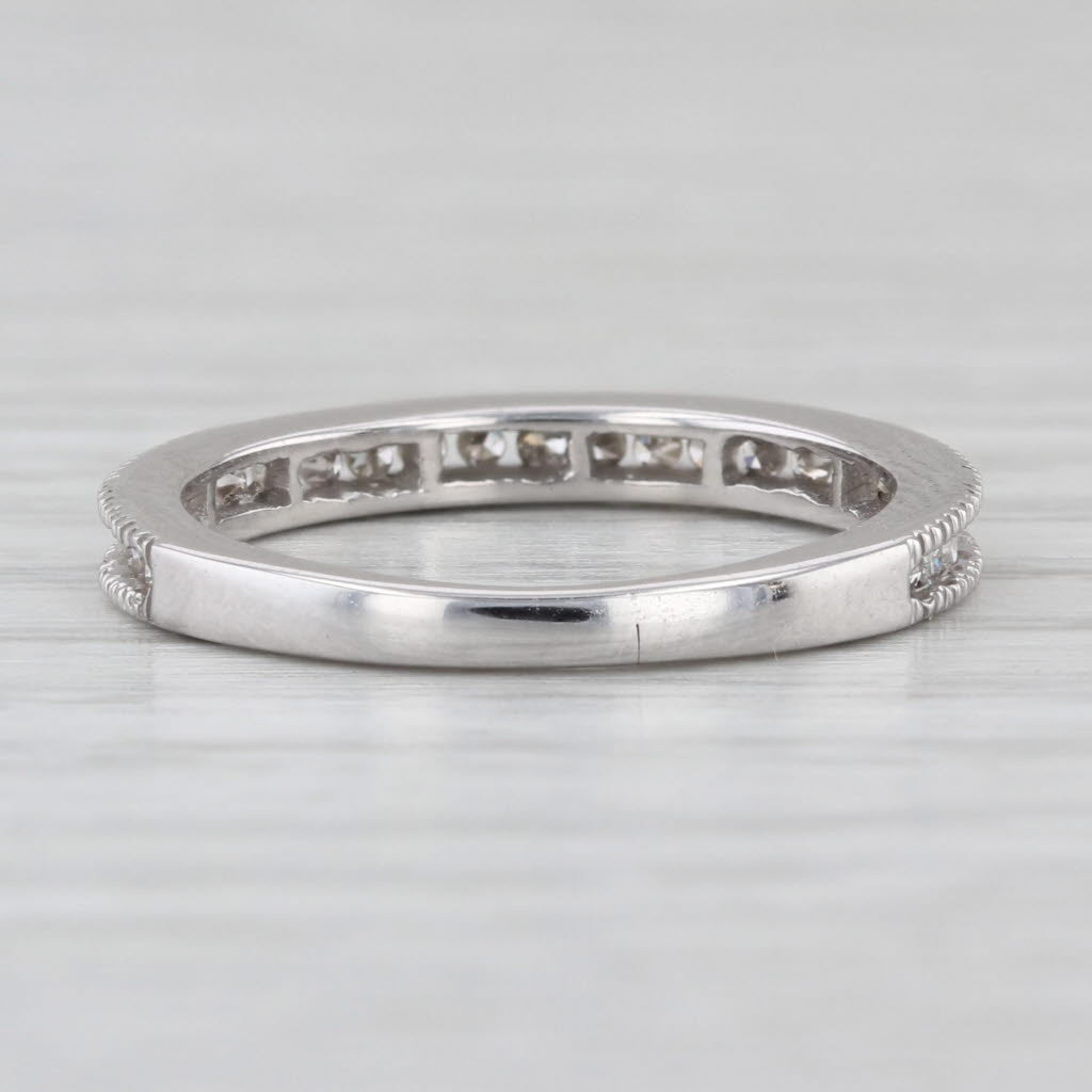 0.18ctw Channel Set Diamond Wedding Band 14k White Gold Size 5.75 Stackable Ring