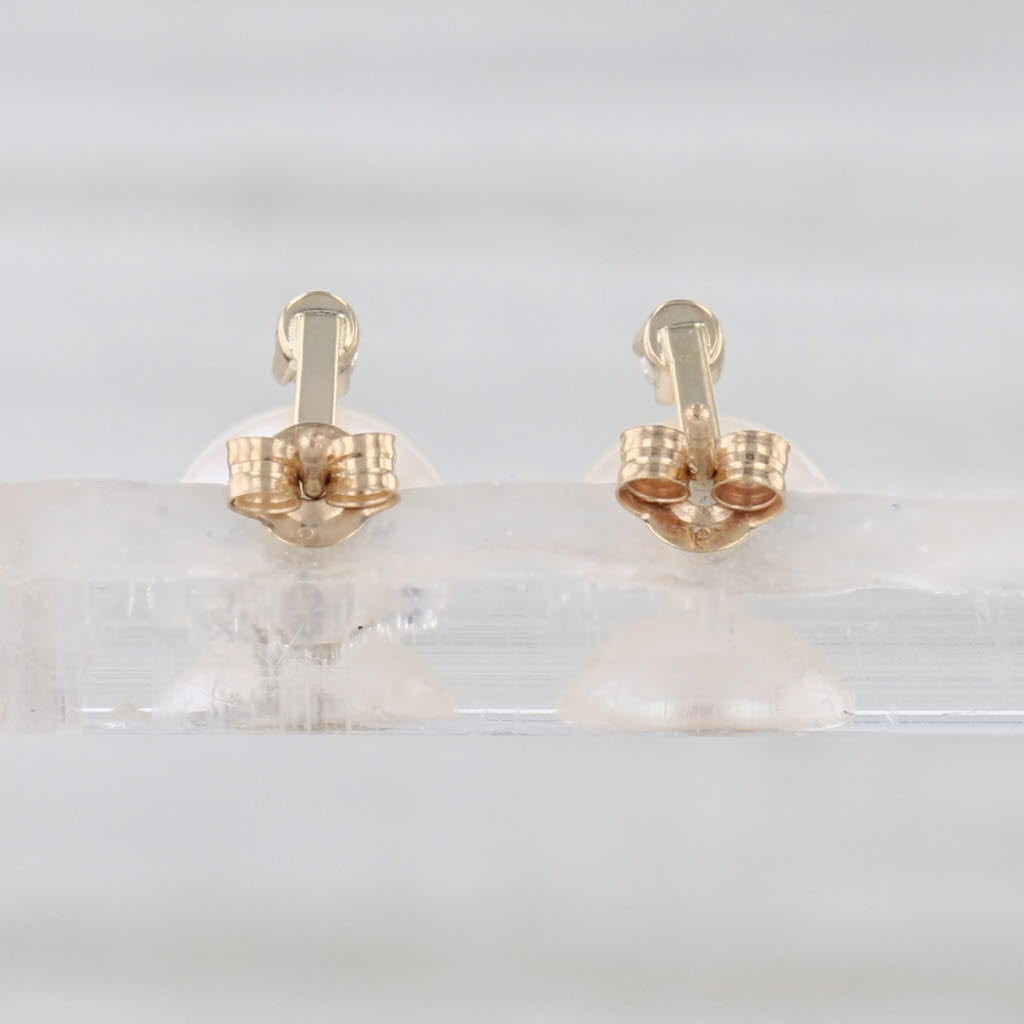 Cultured Pearl Diamond Stud Earrings 14k Yellow Gold 7.3-7.4mm Studs