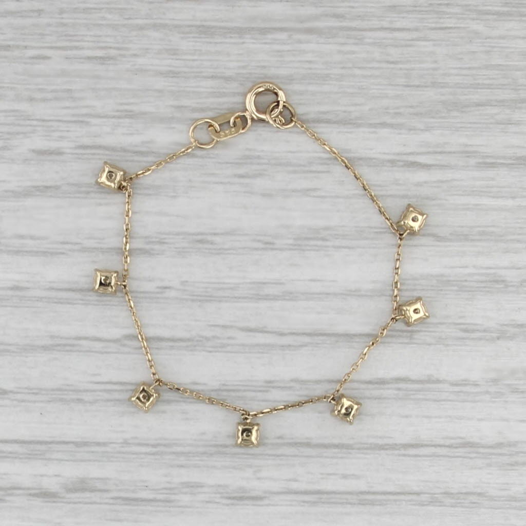 5" 0.65ctw Diamond Drops Bracelet 14k Yellow Gold Small Child Baby Length
