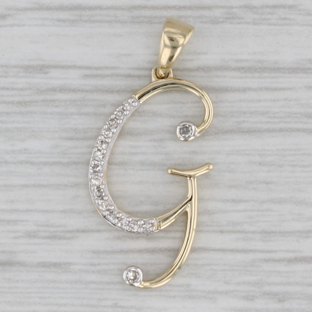 Gray New Scripted Diamond Letter Initial "G" Pendant 10k Yellow Gold