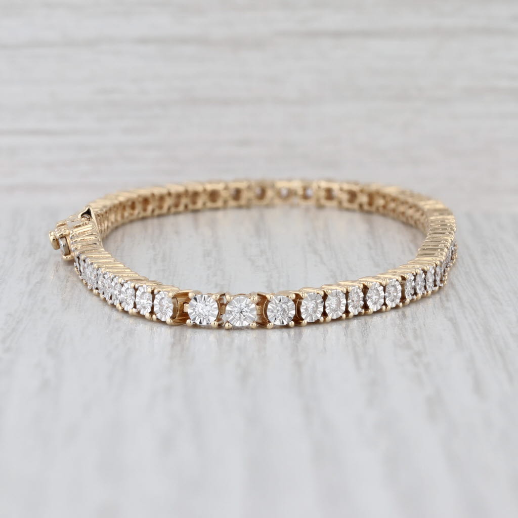 1.70ctw Diamond Tennis Bracelet 14k Yellow Gold 9" 3.8mm