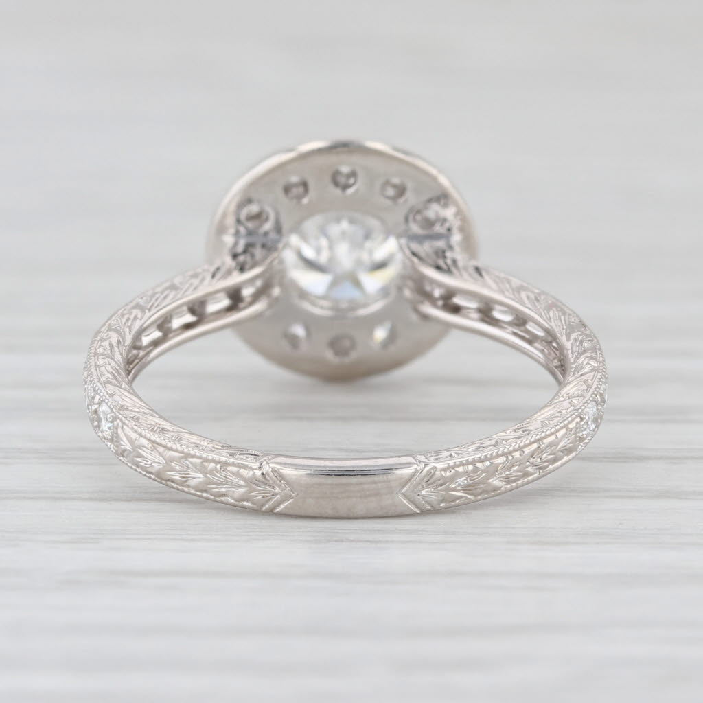 1.58ctw Lab Grown Diamond Halo Wheat Engagement Ring 14k White Gold Sz 6.75 IGI