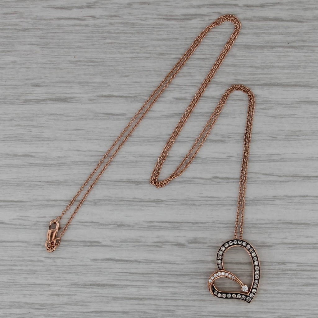 Le Vian 0.30ctw Diamond Open Heart Pendant Necklace 14k Rose Gold 18.25"