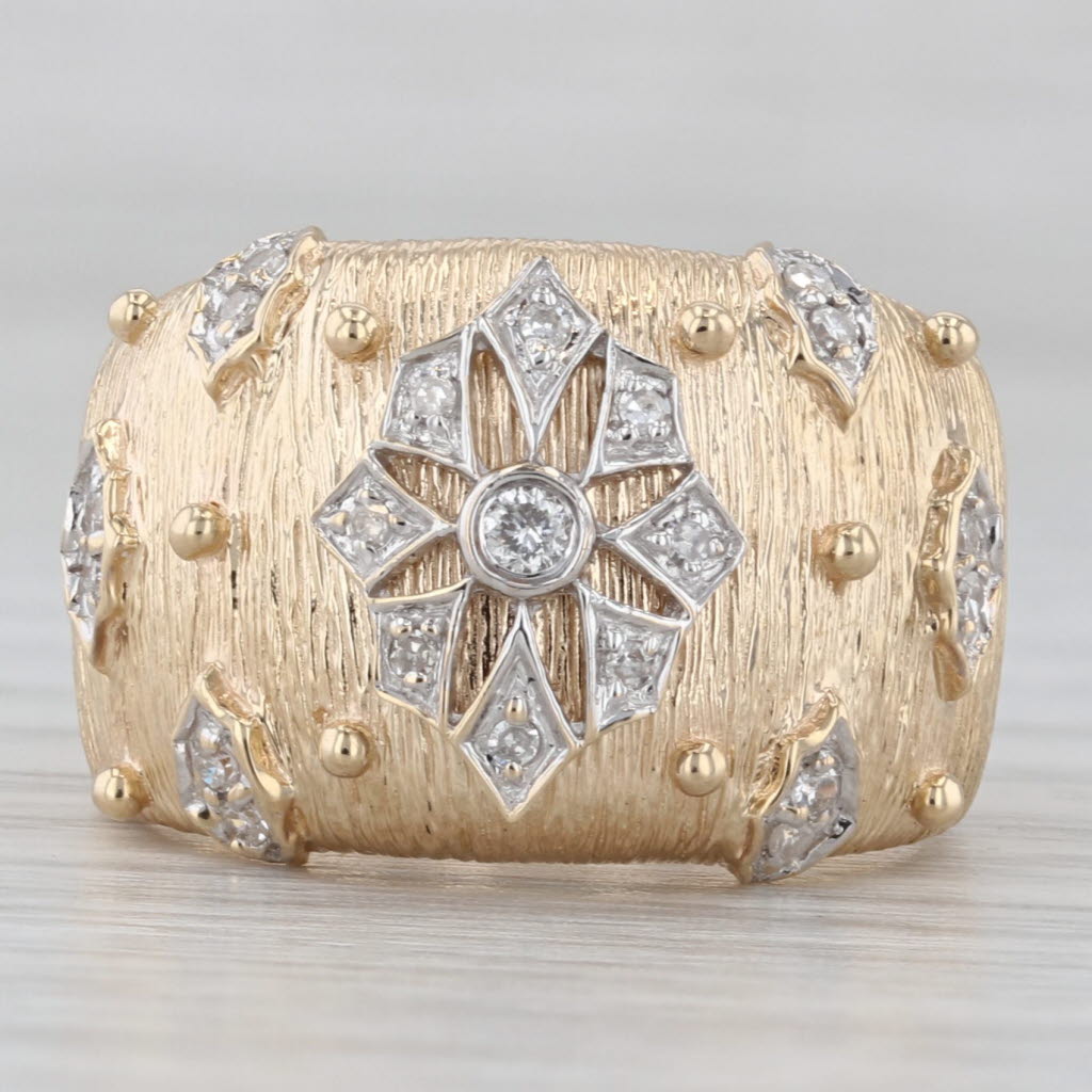 Gray 0.20ctw Diamond Snowflake Ring 14k Yellow White Gold Size 5.5 Cocktail