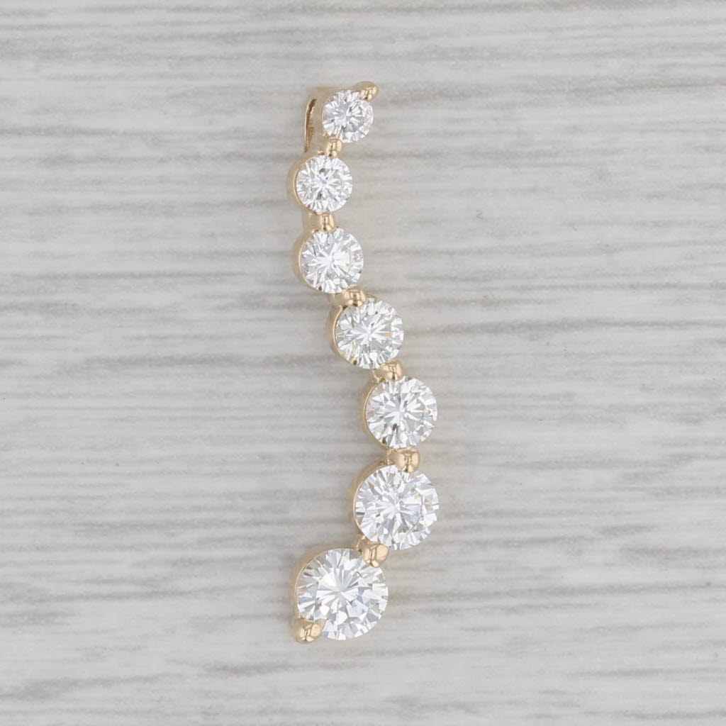 Gray 1ctw Tapering Diamond Journey Pendant 14k Yellow Gold
