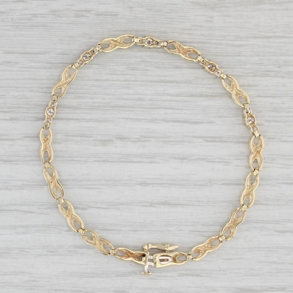 Light Gray 1ctw Diamond Infinity Link Bracelet 10k Yellow Gold 7.25"