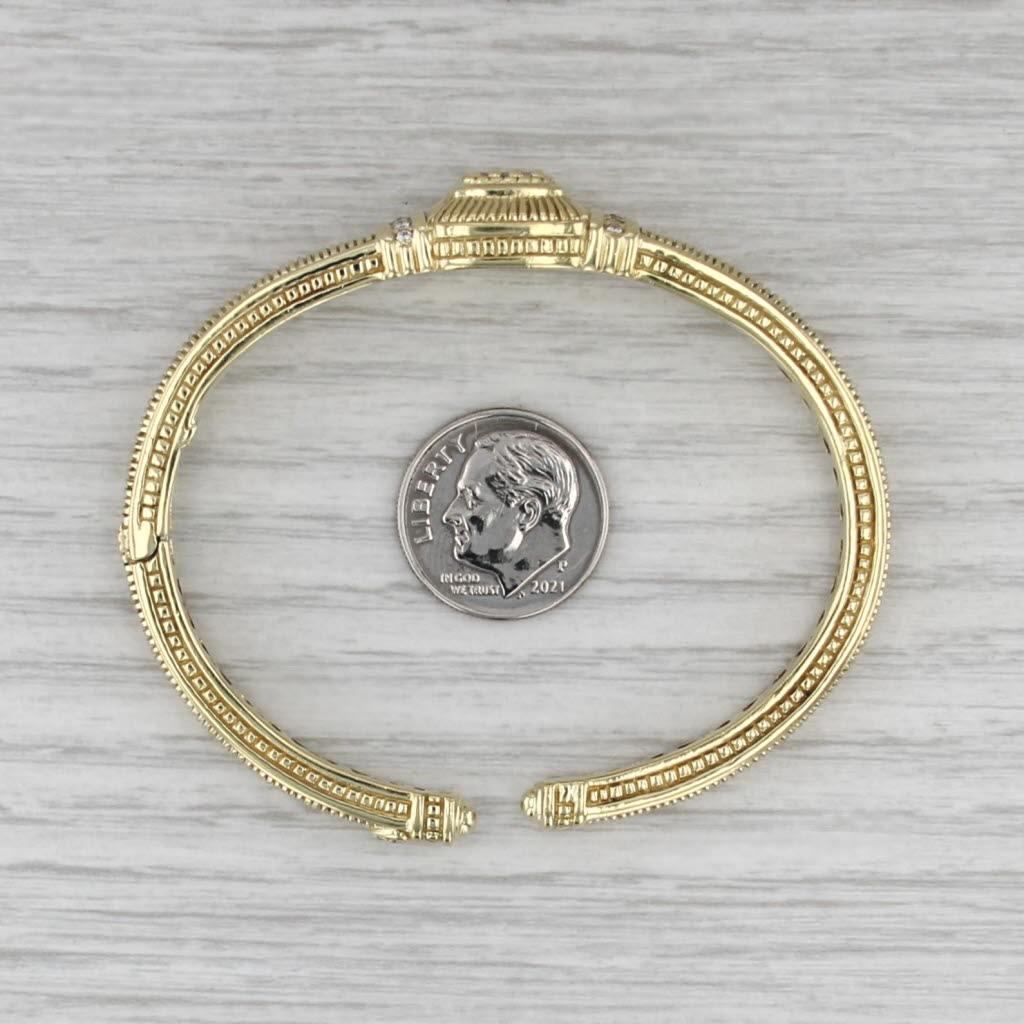 Judith Ripka 0.25ctw Pave Diamond Cuff Bracelet 18k Yellow Gold 6" Hinged