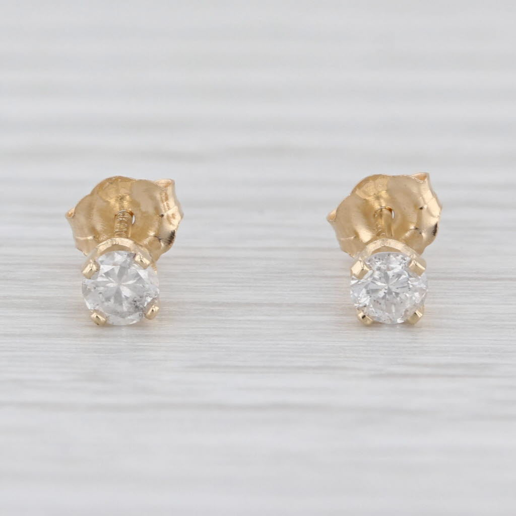 0.20ctw Diamond Solitaire Stud Earrings 14k Yellow Gold Round Studs