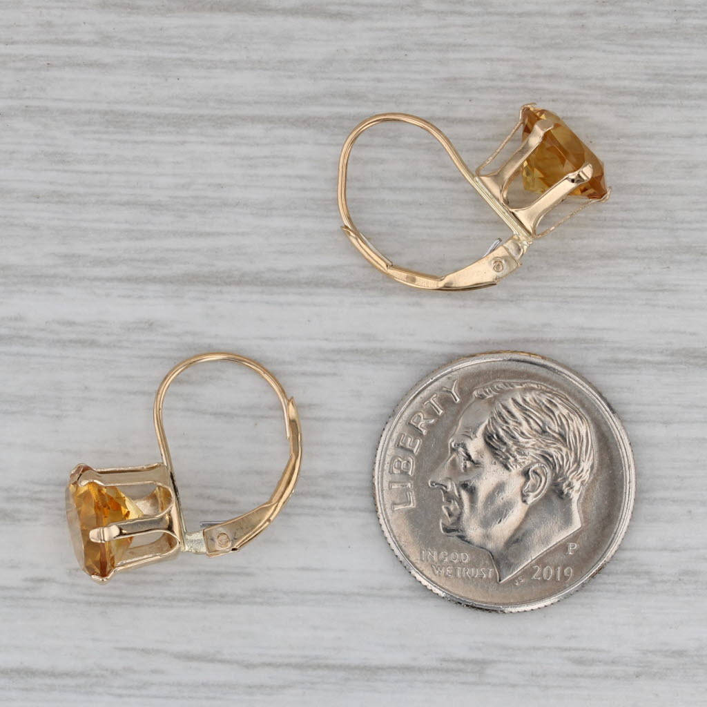 Gray 3.30ctw Round Solitaire Citrine Drop Earrings 10k Yellow Gold Lever Backs