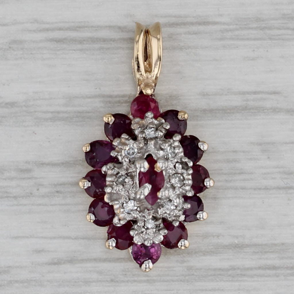 Gray 1.04ctw Ruby Diamond Drop Pendant 10k Gold Small Drop