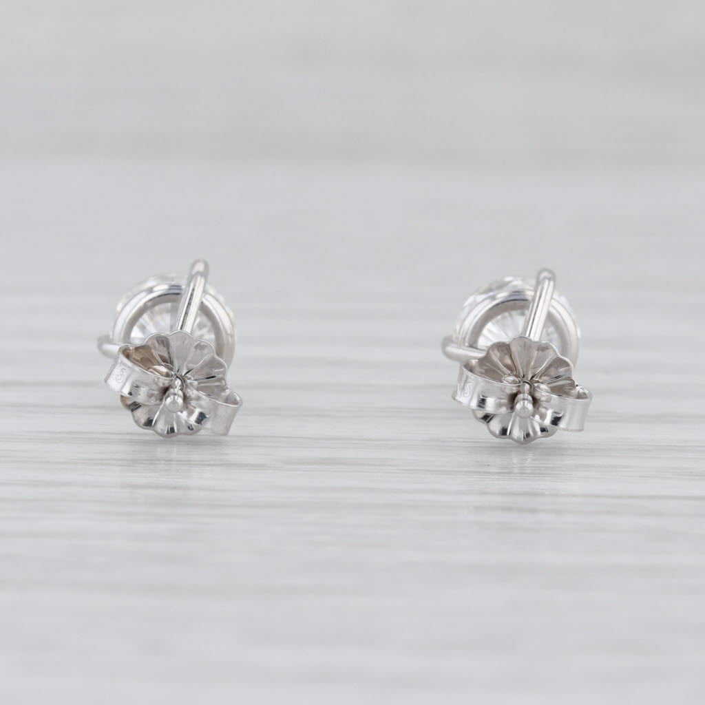 IGI 2.02ctw VS1 Lab Grown Diamond Stud Earrings 14k White Gold Solitaire Studs
