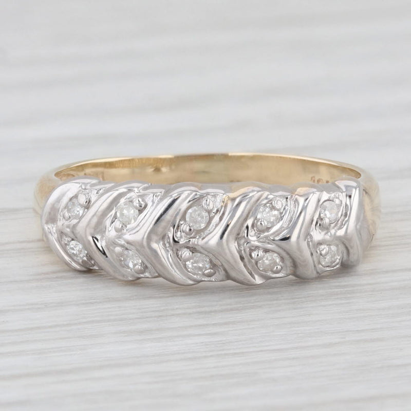 Diamond 10k Yellow and White Gold Size 8 Ring Wedding Band