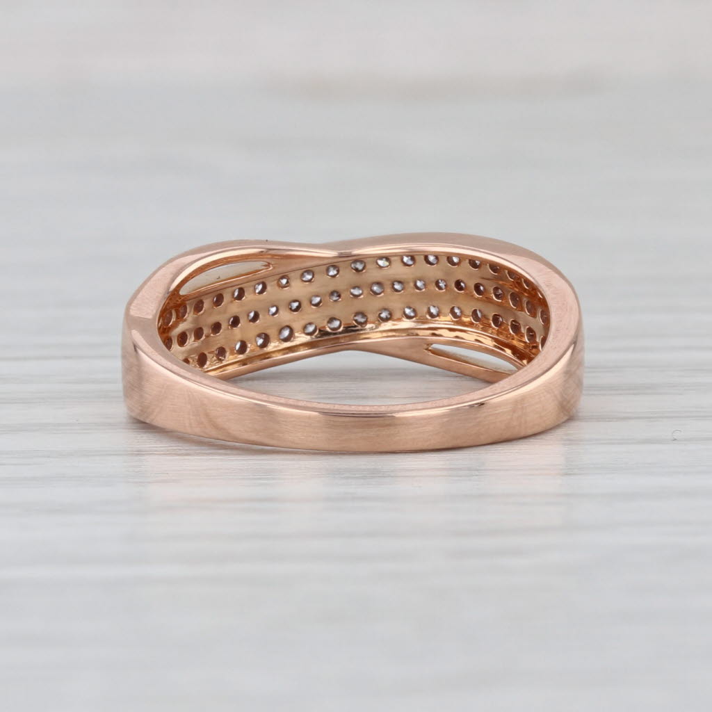 0.33ctw Pave Diamond Overlay Bypass Ring 18k Rose Gold Wedding Anniversary Band