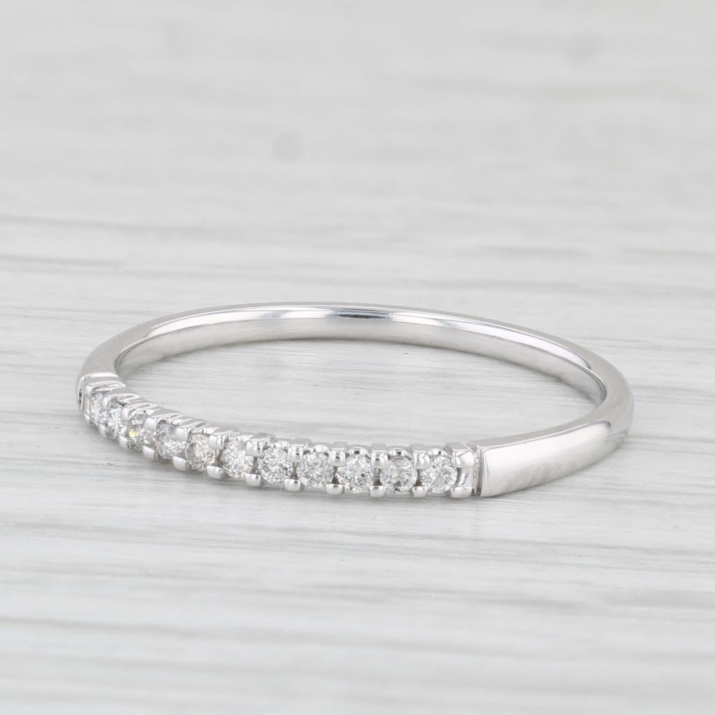 Light Gray 0.10ctw Diamond Wedding Band 10k White Gold Stackable Ring Size 7