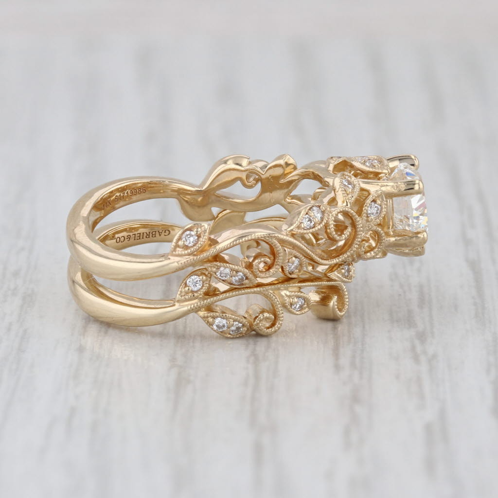 GIA 1.17ctw Diamond Heart Engagement Ring Wedding Band Bridal Set 14k Gold