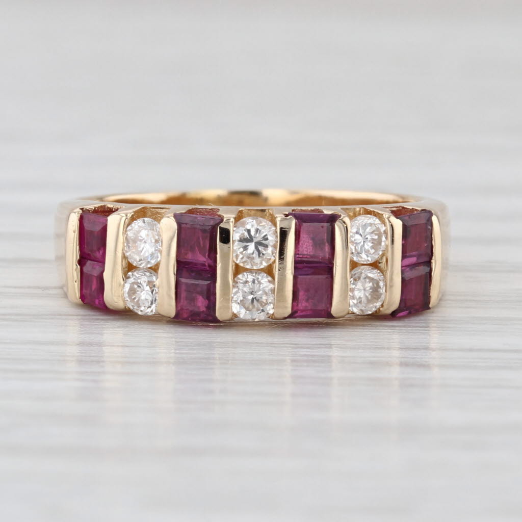 1.30ctw Ruby Diamond Ring 14k Yellow Gold Size 6.75 Stackable Wedding Band