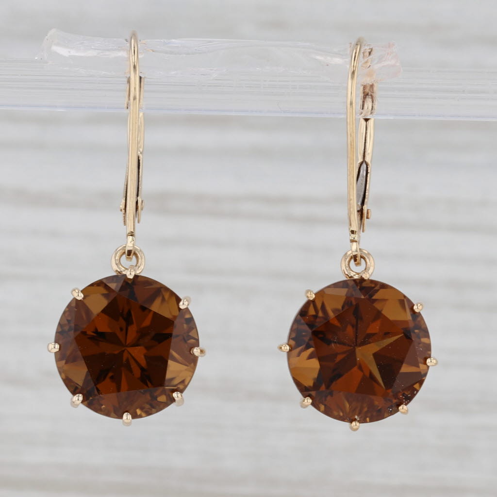 Gray 10ctw Citrine Dangle Earrings 14k Yellow Gold Orange Drops