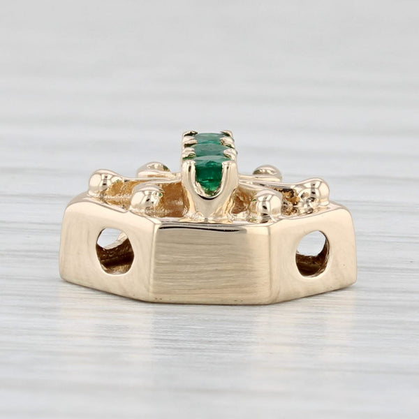 0.19ctw Emerald Slide Bracelet Charm 14k Yellow Gold Vintage