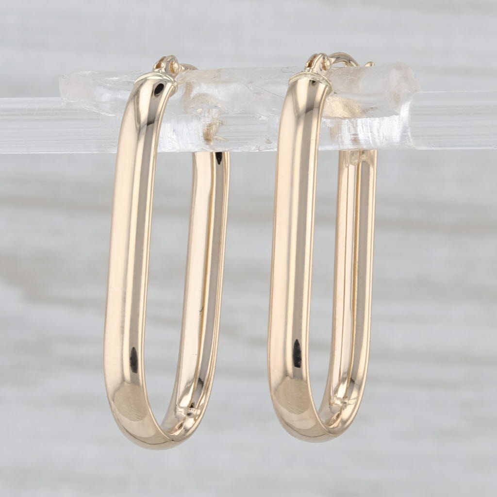 Oval Hoop Earrings 14k Yellow Gold 26.4 x 3mm Snap Top Hoops