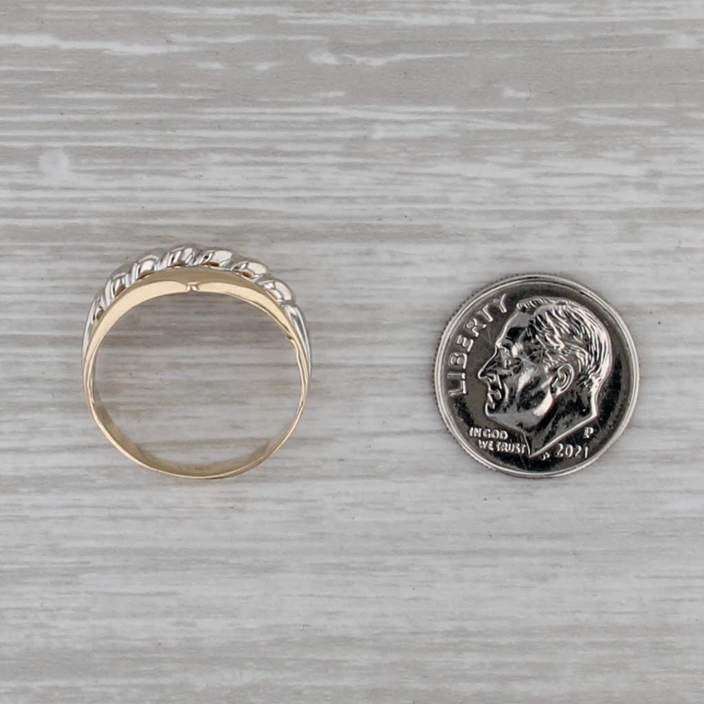 2-Toned Scalloped Ring 14k White Yellow Gold Size 7 Band