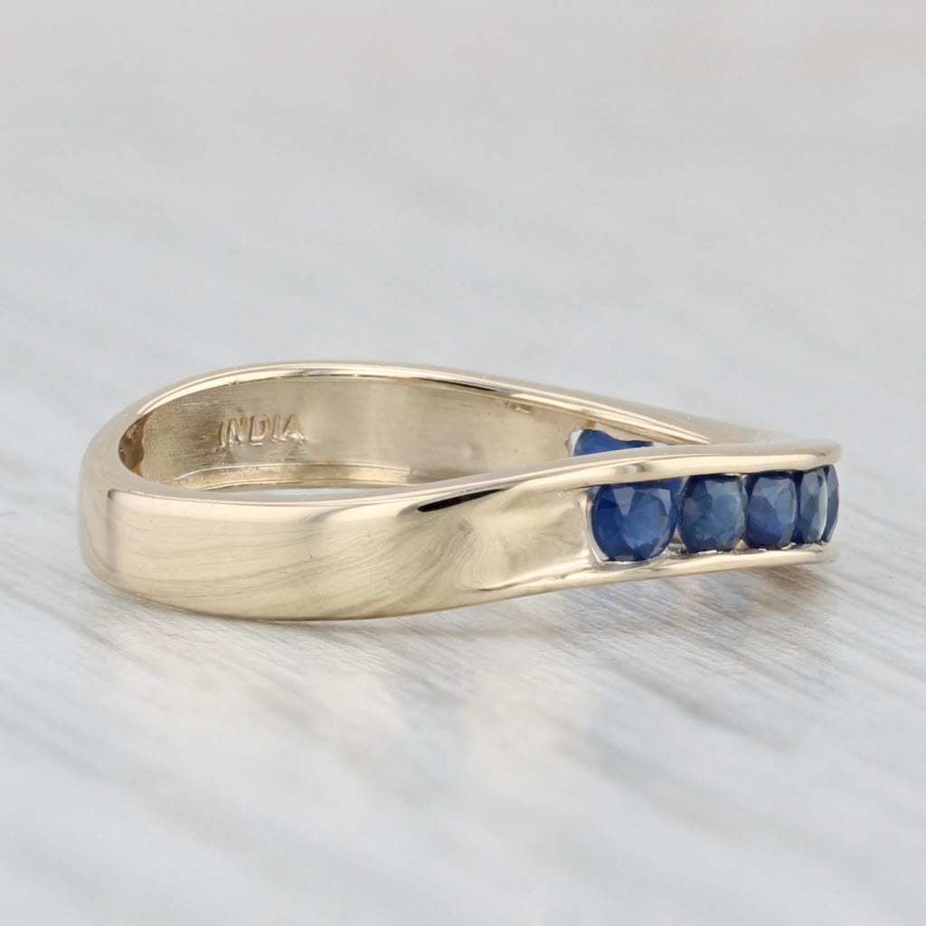 Light Gray 0.75ctw Blue Sapphire Ring 10k Yellow Gold Size 6.25 Stackable Band