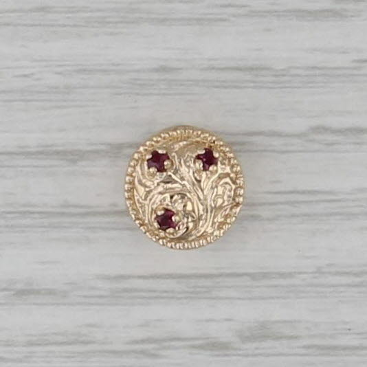 Old Victoria Ruby Flowers Slide Bracelet Charm 14k Yellow Gold Vintage