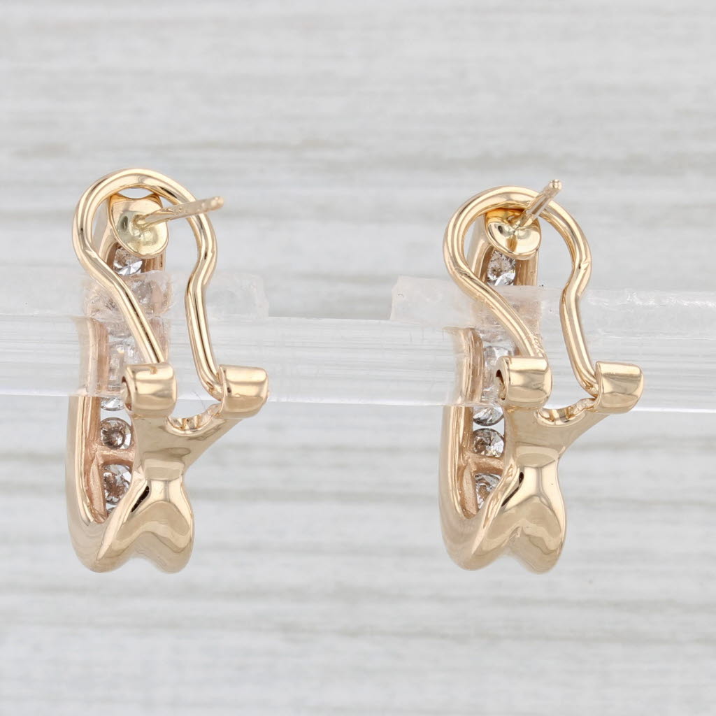 Light Gray 0.40ctw Diamond Journey J-Hook Earrings 14k Yellow Gold Omega Back Drops