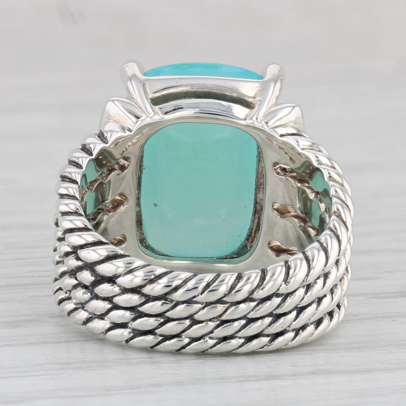 Yurman Wheaton Aquapraise Chalcedony Diamond Ring Sterling Silver Size 6.75