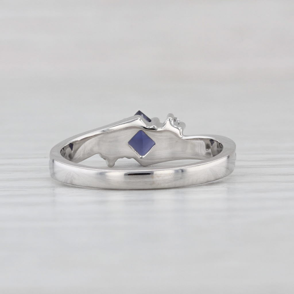 0.36ctw Blue Iolite Diamond Ring 14k White Gold Size 6