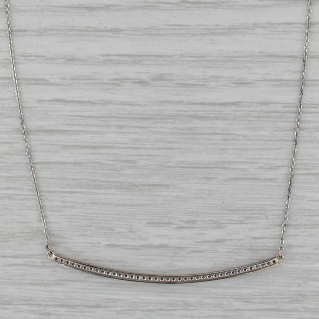 0.38ctw Diamond Bar Pendant Necklace 14k White Gold 18.25" Cable Chain