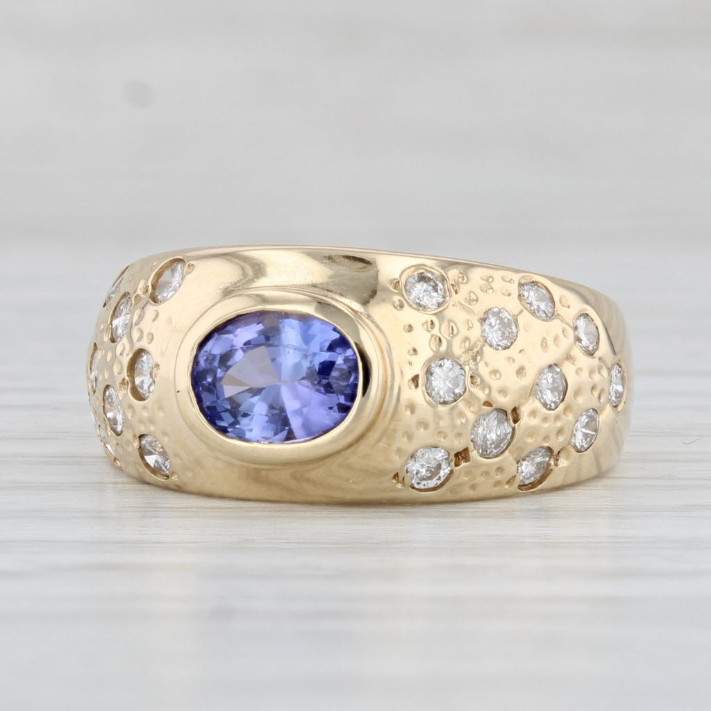 Light Gray 1.35ctw Oval Tanzanite Diamond Ring 14k Yellow Gold Size 8