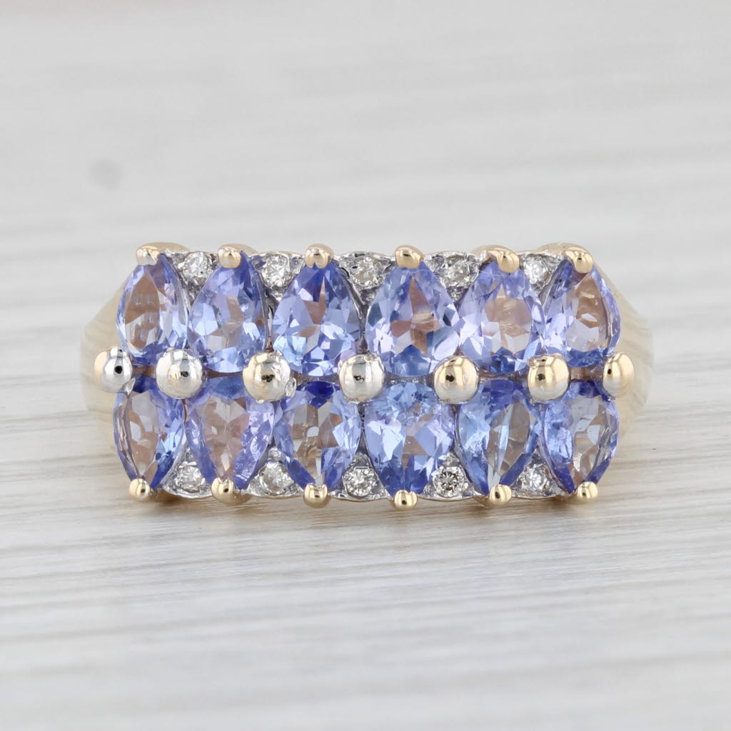 Light Gray 2.07ctw Tanzanite Diamond Cluster Ring 14k Yellow Gold Size 6