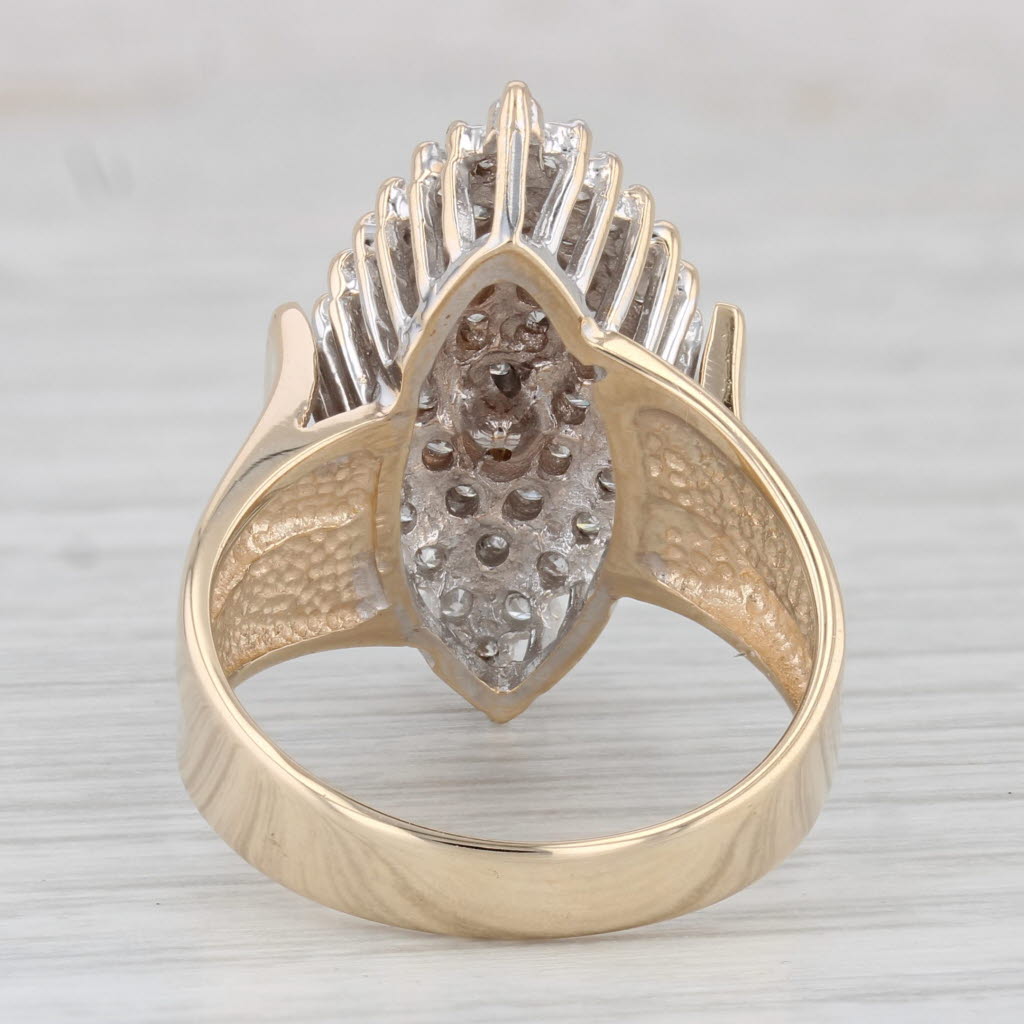 Light Gray 0.74ctw Diamond Cluster Ring 14k Yellow Gold Size 7.25 Cocktail