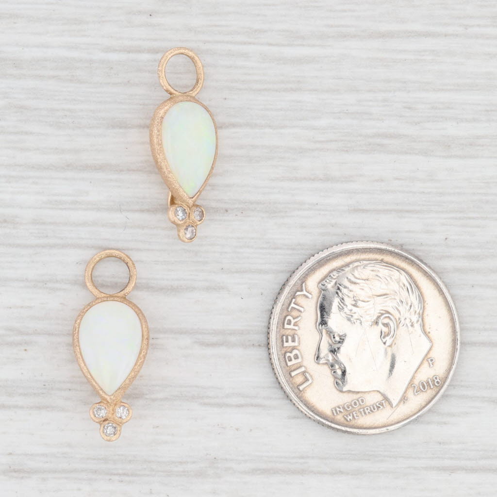 New Nina Wynn Earring Enhancer Charms Opal Teardrop Diamond 18k Yellow Gold